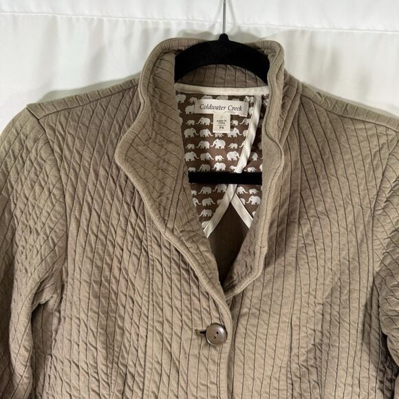 Coldwater Creek Blazer Women's 4 Petite Green Collared Button Up Long Sleeve - Picture 3 of 10